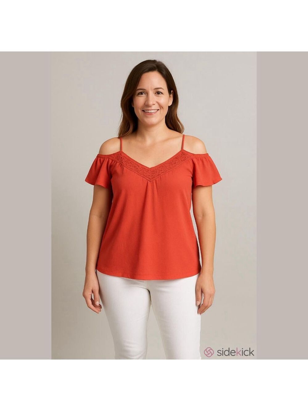 Paper Crane Coral Off-Shoulder Blouse Size M